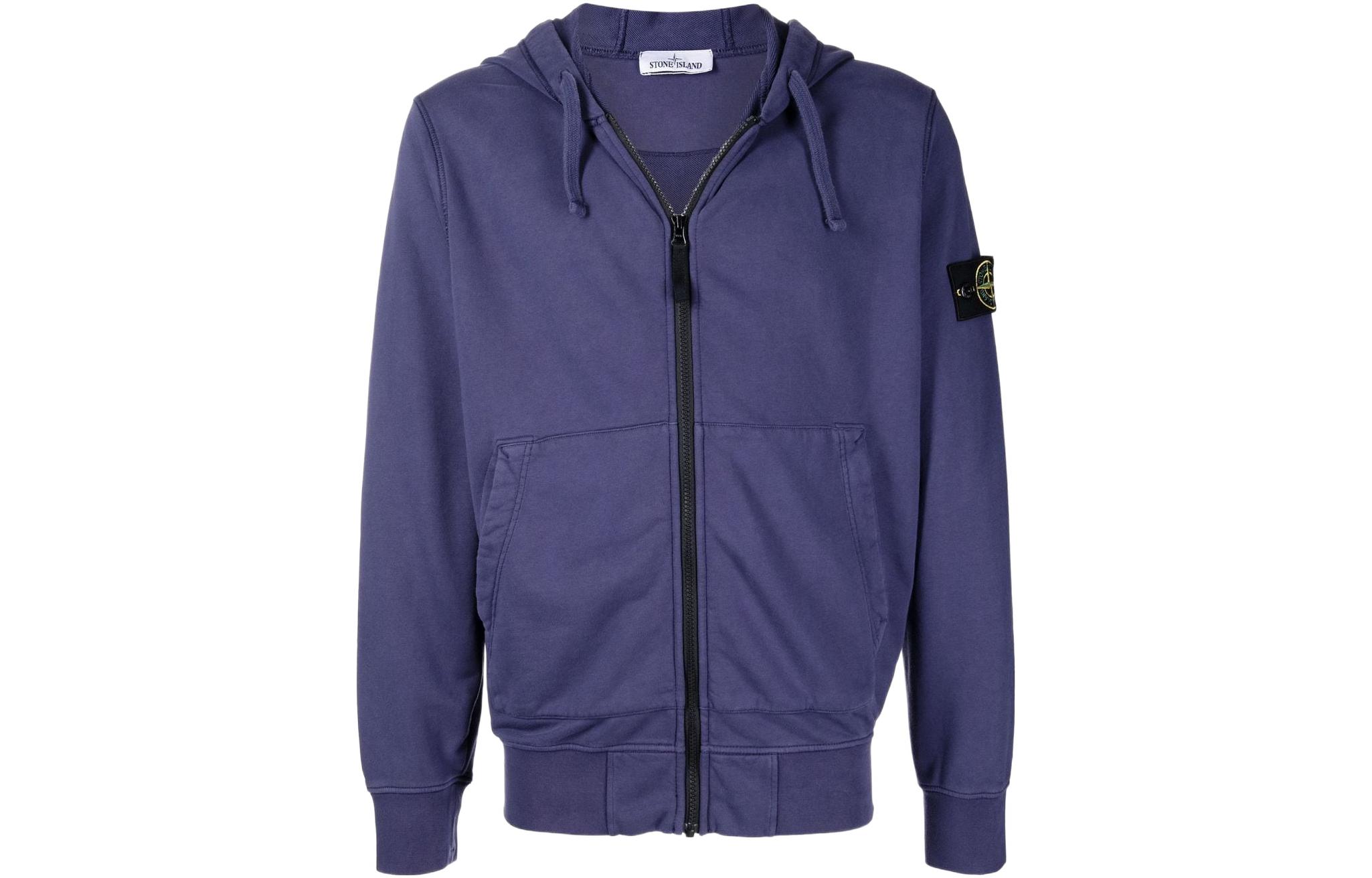 STONE ISLAND Sweatshirts Men's Purple Hooded Moderate Cardigan