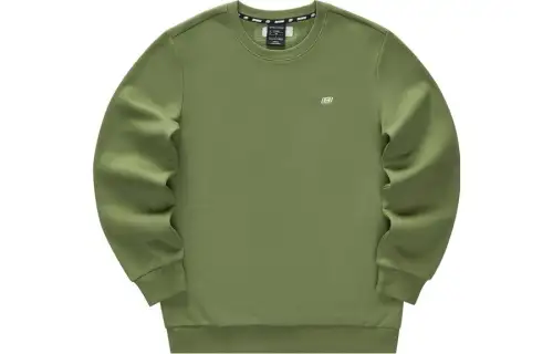 Skechers Colorful Solid Color Fleece Lined Knitted Fabric Crew Neck Pullover Sweatshirt Unisex Olive Green