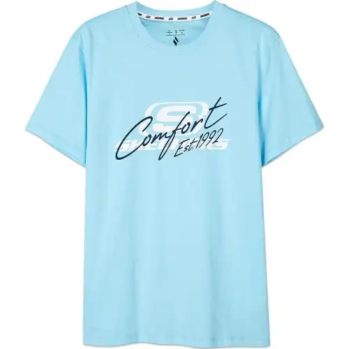 Skechers Sports League Collection T Shirt Unisex Misty Blue Color