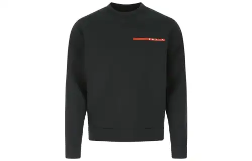 PRADA Sweatshirts Men's Black Crew Neck Moderate Regular