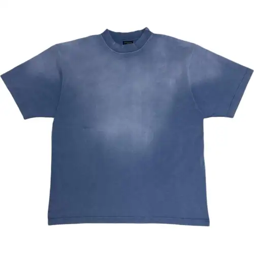 Balenciaga T Shirts Men's Blue Crew Neck Moderate Straight Fit