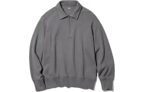 UNIQLO Sweatshirts Men's Lead Gray Lapel Moderate Other