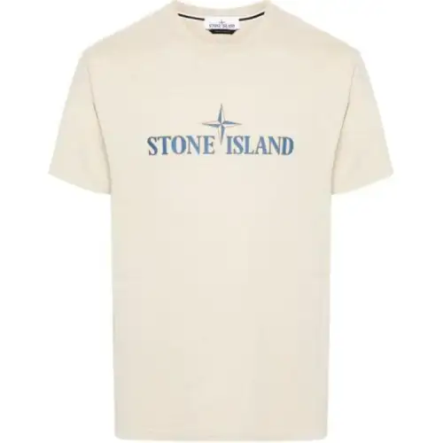 STONE ISLAND Logo Printed Crewneck T Shirt