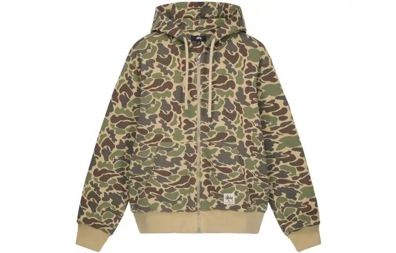 Stussy Sweatshirts Men's Green Hooded Moderate Regular