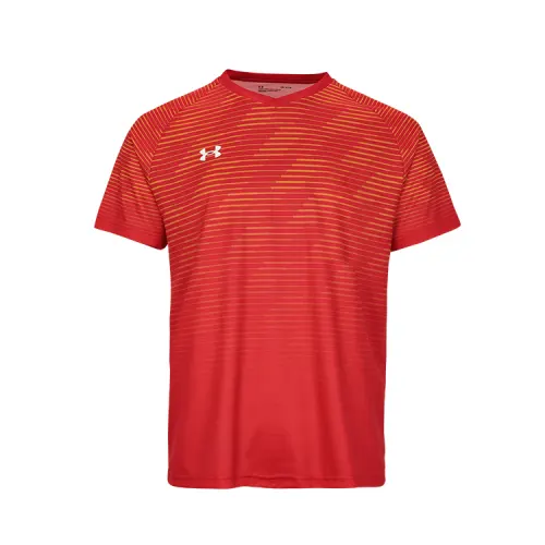 Under Armour T Shirts Men's Red V Neck Moderate Straight Fit