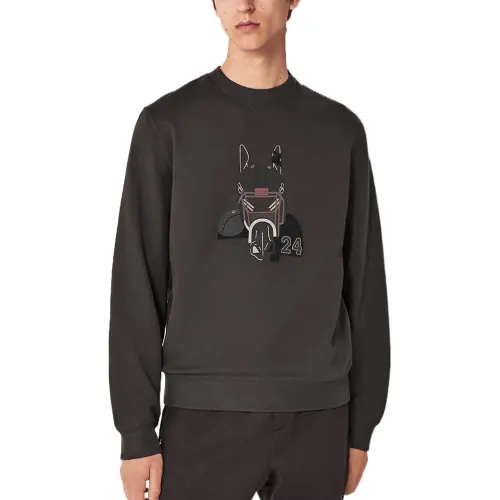HERMES Sweatshirts Men's Black Crew Neck Moderate Regular