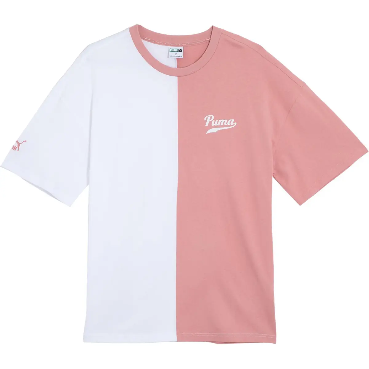 PUMA TEAM T-Shirts Men's Rose Pink Crew Neck Moderate Straight Fit