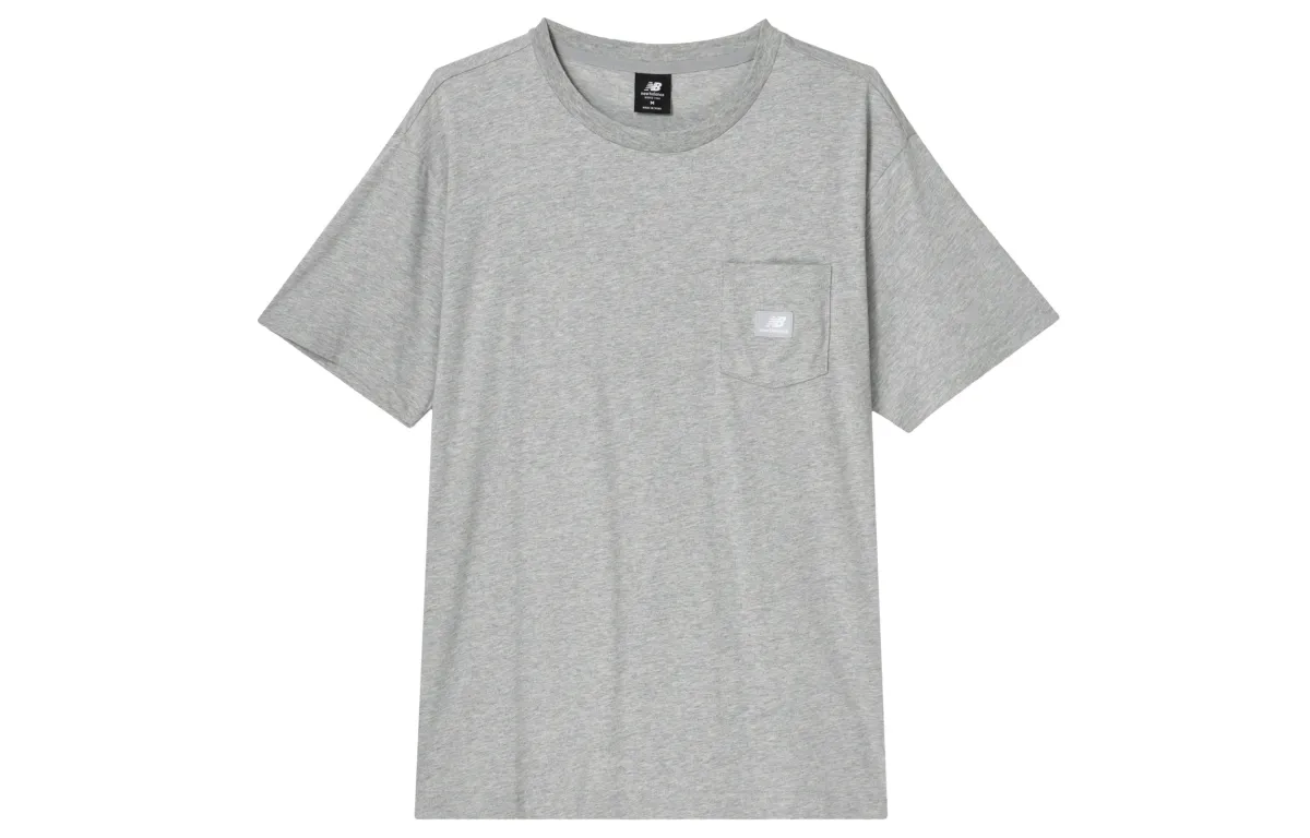 New Balance T-Shirts Men's Gray Crew Neck Moderate Straight Fit