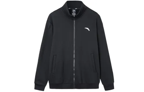 ANTA Life Collection Sweatshirts Men's Black Stand Collar Thickened