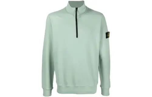 STONE ISLAND Sweatshirts Men's Green Stand Collar Moderate Regular
