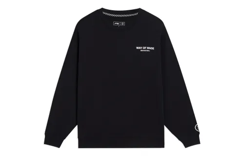 Li Ning Sweatshirts Men's Black Crew Neck Moderate Regular