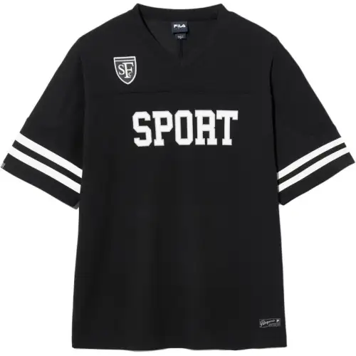 FILA T Shirts Unisex Black V Neck