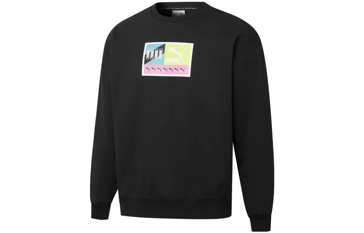 PUMA Sweatshirts Men's Black Crew Neck Moderate Regular