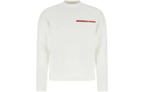 PRADA Sweatshirts Men's White Crew Neck Moderate Regular