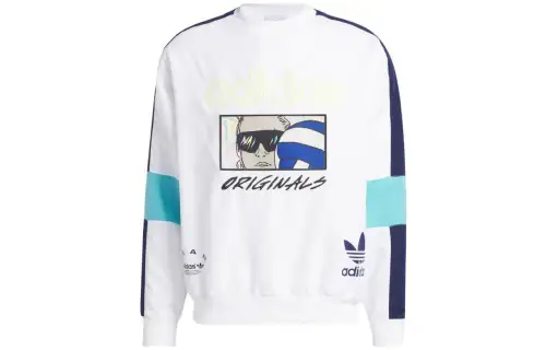 Adidas Originals Sweatshirts Men's White Crew Neck Moderate Regular