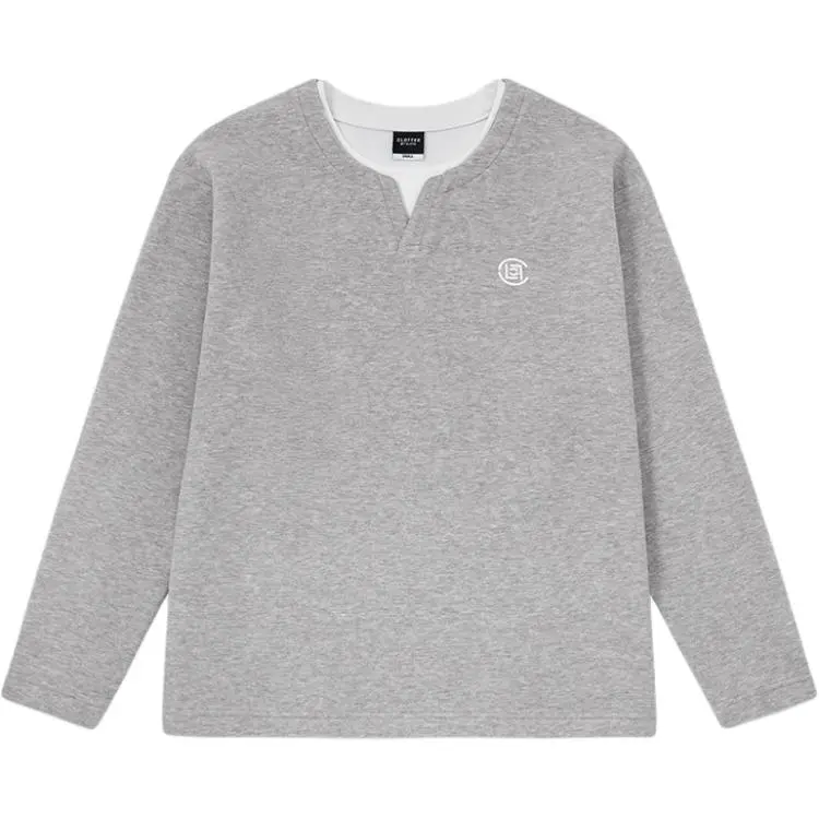 CLOT T Shirts Unisex Gray Henry Collar Mock Two Piece