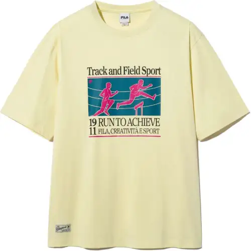 FILA T Shirts Unisex Yellow Crew Neck
