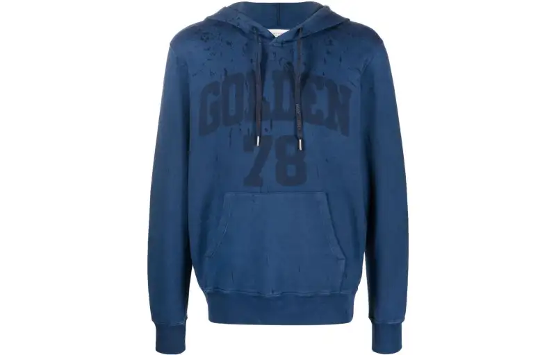 Golden Goose Sweatshirts Men's Blue Hooded Moderate