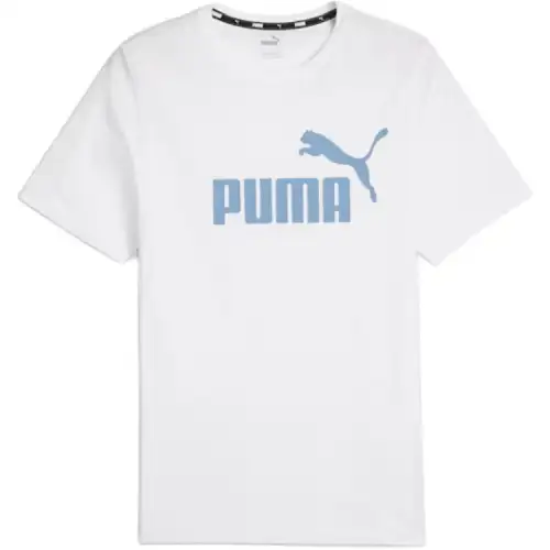PUMA ESSENTIALS T Shirts Men's White Crew Neck Moderate Straight Fit