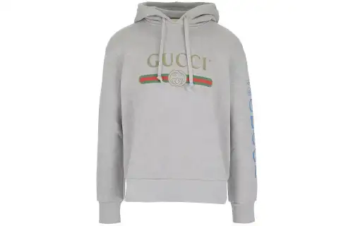 GUCCI Sweatshirts Men's Gray Hooded Moderate Regular