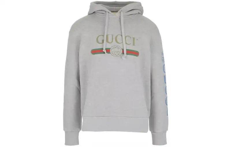 GUCCI Sweatshirts Men's Gray Hooded Moderate Regular