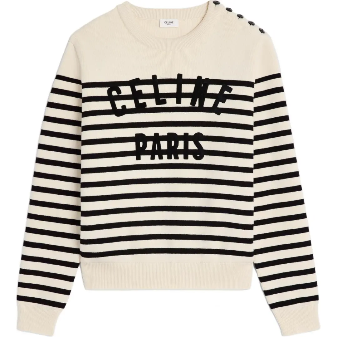 CELINE Crew Neck Mariniere Cotton Sweater