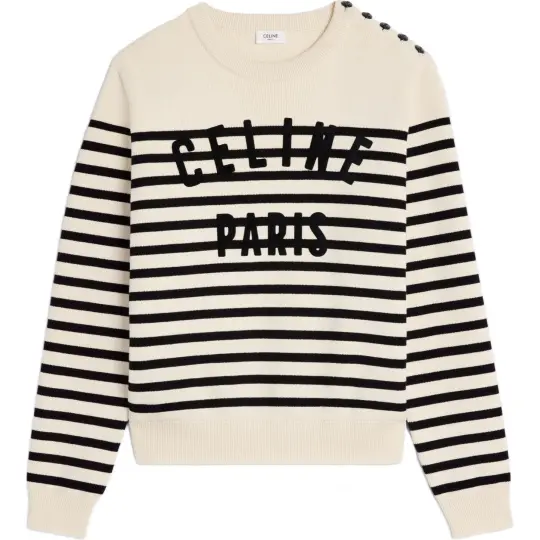 CELINE Crew Neck Mariniere Cotton Sweater