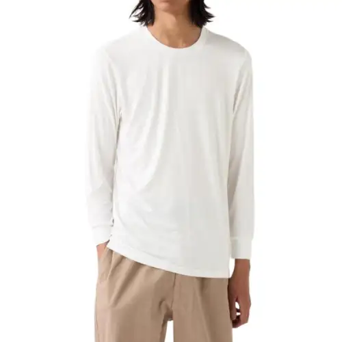 UNIQLO T Shirts Men's White Crew Neck Moderate