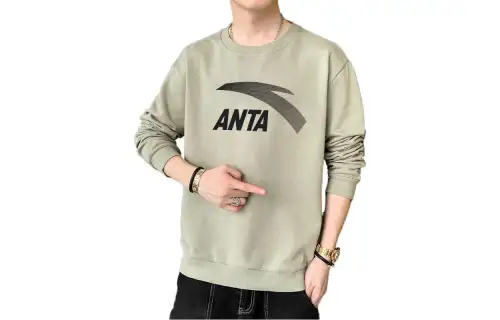 ANTA Sweatshirts Men's Green Crew Neck Moderate Regular