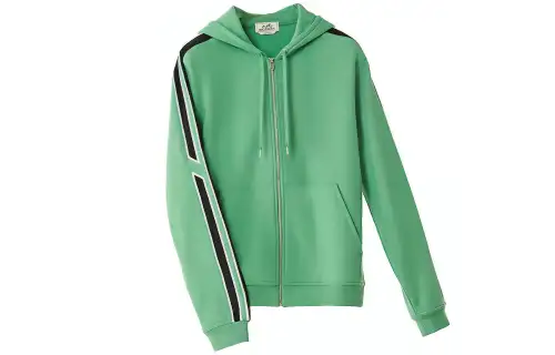 HERMES Sweatshirts Men's Green Hooded Moderate