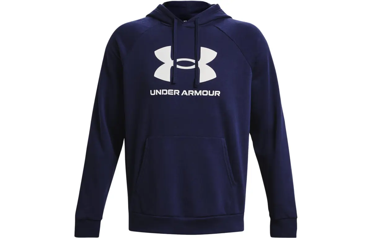 Under Armour Rival Fleece Sweatshirts Men's Navy Blue Hooded Moderate Regular