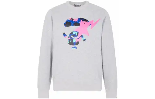 A BATHING APE Sweatshirts Men's Gray Crew Neck Moderate Regular