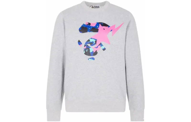 A BATHING APE Sweatshirts Men's Gray Crew Neck Moderate Regular