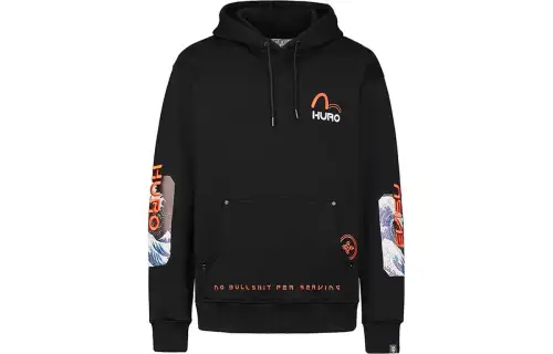 EVISU Sweatshirts Men's Black Hooded Moderate Regular