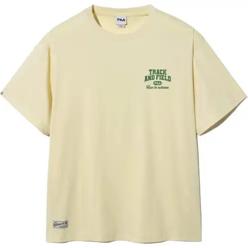 FILA T Shirts Unisex Yellow Crew Neck