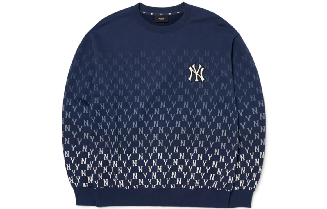 MLB Basic Logo Sweatshirts Unisex Navy Crew Neck Moderate