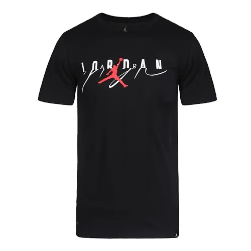 Jordan T Shirts Men's Black Crew Neck Straight Fit