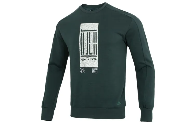 Adidas Sweatshirts Men's Green Crew Neck Moderate Straight Fit