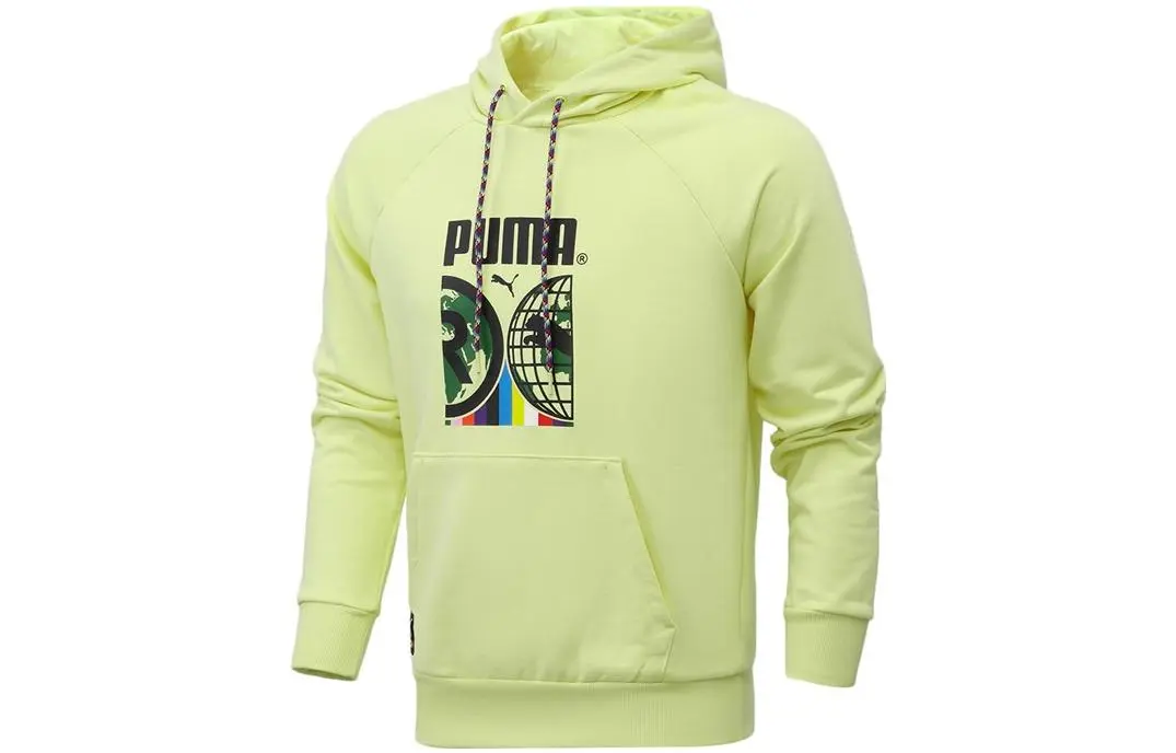 PUMA Sweatshirts Men's Light Yellow Hooded Moderate Regular