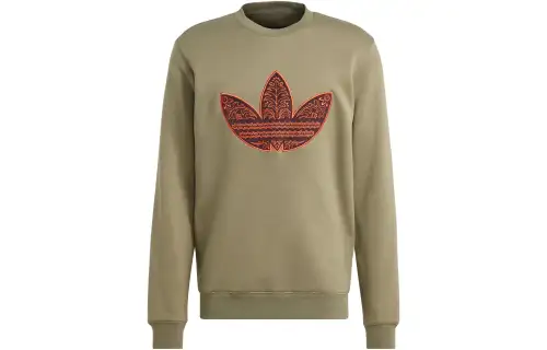 Adidas Originals Sweatshirts Men's Strata Olive Green Crew Neck Moderate Regular