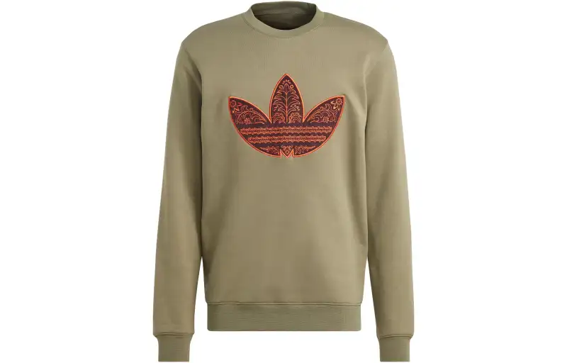Adidas Originals Sweatshirts Men's Strata Olive Green Crew Neck Moderate Regular