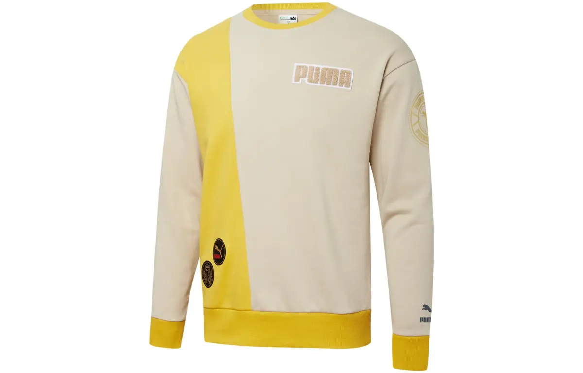 PUMA Sweatshirts Unisex Ecru Crew Neck Moderate Regular