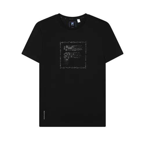 FILA T Shirts Men's Jet Black Crew Neck Moderate Straight Fit