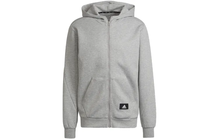 Adidas Sweatshirts Men's Gray Hooded Moderate Cardigan