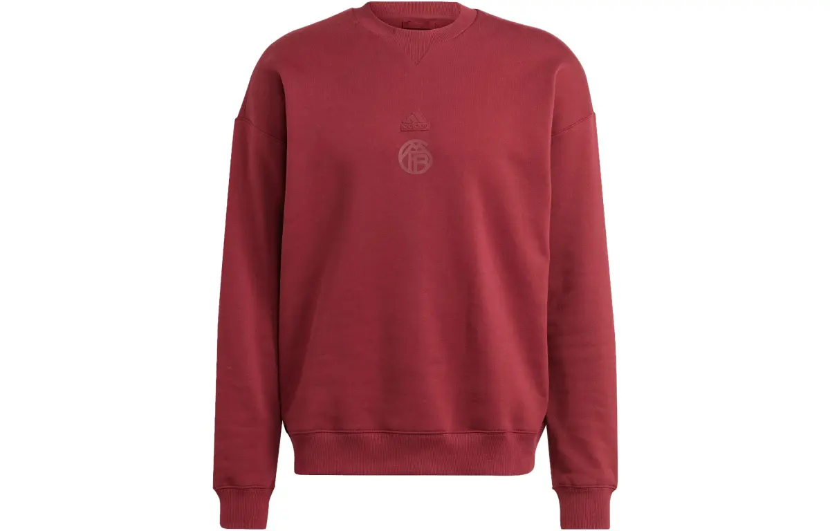 Adidas FC Bayern Sweatshirts Men's Dark Red Crew Neck Moderate Regular
