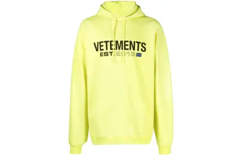 Vetements Sweatshirts Unisex Light Yellow Hooded Moderate Regular