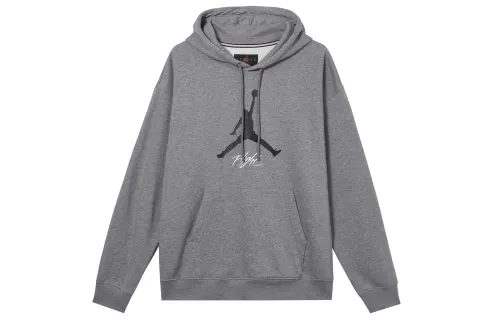 Jordan Fleece Lined Hooded Drawstring Knitted Fabric Long Sleeved Sweatshirt Men's Carbon Gray