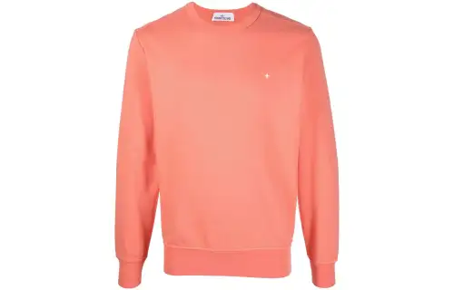 STONE ISLAND Sweatshirts Men's Orange Crew Neck Moderate Regular