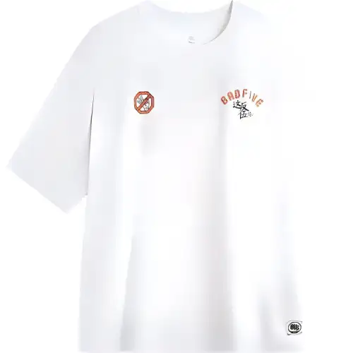 Li Ning T Shirts Men's Ivory Crew Neck Moderate Straight Fit