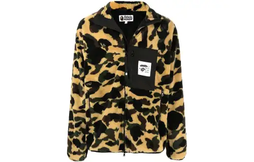 A BATHING APE Sweatshirts Men's Yellow Asymmetrical Collar Thickened Cardigan